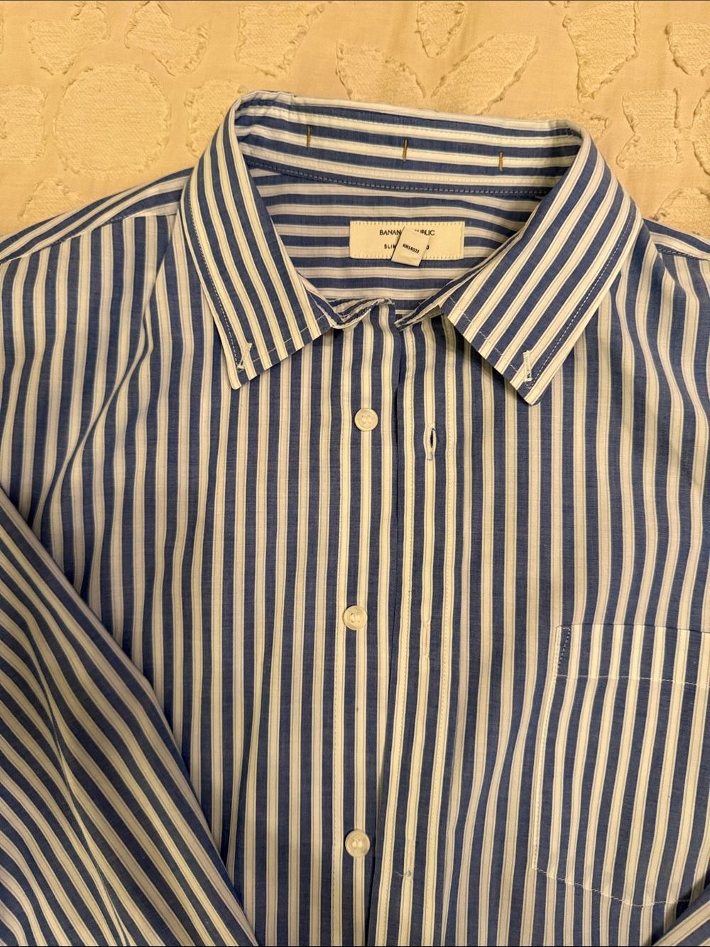 Banana Republic Blue and White Vertical Stripe Dress Shirt